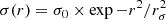 $$ \begin{aligned} \sigma (r) = \sigma _0 \times \exp {-r^2/r_\sigma ^2} \end{aligned} $$