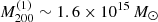 $ {M}^{(1)}_{200} \sim1.6 \times 10^{15}\,{M_{\odot}} $