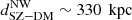 $ {d}^{\mathrm{NW}}_{\mathrm{SZ}-\mathrm{DM}} \sim 330\,{\text{ kpc}} $