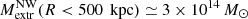 $ {M}^{\mathrm{NW}}_{\mathrm{extr}} (R < 500\,{\text{ kpc}}) \simeq 3 \times 10^{14}\,{M_{\odot}} $