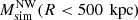$ {M}^{\mathrm{NW}}_{\mathrm{sim}} (R < 500\,{\text{ kpc}}) $