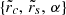 $ \{{\tilde{r}}_c,\,{\tilde{r}}_s,\,\alpha\} $