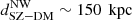 $ {d}^{\mathrm{NW}}_{\mathrm{SZ}-\mathrm{DM}} \sim 150\,{\text{ kpc}} $