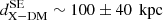 $ {d}^{\mathrm{SE}}_{\mathrm{X}-\mathrm{DM}} \sim 100 \pm 40\,{\text{ kpc}} $