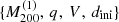 $ \{ {M}^{(1)}_{200},\,q,\,V,\,d_{\mathrm{ini}}\} $