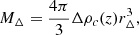 $$ \begin{aligned} M_{\Delta }=\frac{4 \pi }{3} \Delta \rho _c(z) {r}_{\Delta }^{3}, \end{aligned} $$
