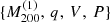 $ \{{M}^{(1)}_{200},\,q,\,V,\,P\} $