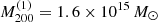$ {M}^{(1)}_{200} =1.6 \times 10^{15}\,{M_{\odot}} $