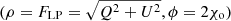 $ (\rho = F_{\mathrm{LP}} = \sqrt{Q^2 + U^2}, \phi = 2 \chi_{\mathrm{o}}) $