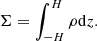 Mathematical equation: $$ \begin{aligned} \Sigma = \int _{-H}^{H} \rho \mathrm{d}z .\end{aligned} $$