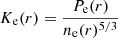 Mathematical equation: $$ \begin{aligned} K_{\rm e}(r) = \frac{P_{\rm e}(r)}{n_{\rm e}(r)^{5/3}} \end{aligned} $$