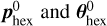 Mathematical equation: $p_{{\rm{hex }}}^0{\rm{ and }}{\bf{\theta }}_{{\rm{hex }}}^0$
