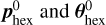 Mathematical equation: $p_{{\rm{hex }}}^0{\rm{ and }}\theta _{{\rm{hex }}}^0{\rm{. }}$