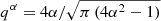 $ q^\alpha =4\alpha /\sqrt{\pi \,(4\alpha ^2-1)} $