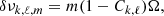 $$ \begin{aligned} \delta \nu _{k,\ell ,m} = m (1-C_{k,\ell }) \Omega , \end{aligned} $$