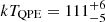 Mathematical equation: $ kT_{\mathrm{QPE}}=111_{-5}^{+6} $