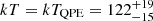 Mathematical equation: $ kT=kT_{\mathrm{QPE}}=122_{-15}^{+19} $