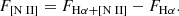 Mathematical equation: $$ \begin{aligned} F_{\rm [{\text{N}}{\small {\uppercase {\text{ ii}}}}]}=F_{\mathrm{H}\alpha +\mathrm{[{\text{N}}{\small {\uppercase {\text{ ii}}}}]}}-F_{\mathrm{H}\alpha }. \end{aligned} $$