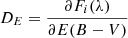 Mathematical equation: $ D_{E}=\frac{\partial F_i(\lambda)}{\partial E(B-V)} $