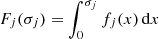 Mathematical equation: $ F_j(\sigma_j) = \int_0^{\sigma_j} f_j(x) \, {\rm d}x $