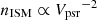 $ n_{\mathrm{ISM}}\propto {V_{\mathrm{psr}}}^{-2} $