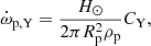 $$ \begin{aligned} \dot{\omega }_{\rm p,Y} = \frac{H_{\odot }}{2\pi R_{\rm p}^2 \rho _{\rm p}} C_{\rm Y} ,\end{aligned} $$