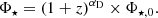 $$ \begin{aligned} \Phi _{\star } = (1+z)^{\alpha _{\rm D}} \times \Phi _{\star ,0}. \end{aligned} $$