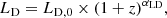 $$ \begin{aligned} L_{\rm D} = L_{\rm D,0} \times (1+z)^{\alpha _{\rm LD}}, \end{aligned} $$