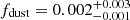 $ f_{\mathrm{dust}}=0.002^{+0.003}_{-0.001} $