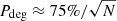 $ P_\text{deg} \approx 75\%/\sqrt{N} $
