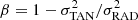 $ \beta=1-\sigma^2_{\rm TAN}/\sigma^2_{\rm RAD} $