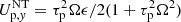 $ U_{\mathrm{p},\mathit{y}}^{\mathrm{NT}}=\tau_{\mathrm{p}}^2\Omega\epsilon/2(1+\tau_{\mathrm{p}}^2\Omega^2) $