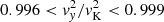 $ 0.996<{v_{\it y}^2}/{v_{\rm K}^2}<0.999 $