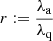$ r := \frac{\lambda_{\mathrm{a}}}{\lambda_{\mathrm{q}}} $