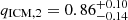 $ q_{\mathrm{ICM,2}} = 0.86^{+0.10}_{-0.14} $