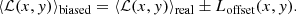 $$ \begin{aligned} \langle \mathcal{{L}}(x,{ y})\rangle _{\mathrm{biased} }= \langle \mathcal{{L}}(x,{ y}) \rangle _{\mathrm{real} } \pm L_\mathrm{offset} (x,{ y}). \end{aligned} $$