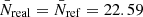 $ \bar{N}_{\mathrm{real}}=\bar{N}_{\mathrm{ref}}=22.59 $
