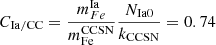 $ C_{\mathrm{Ia/CC}} = \frac{m^{\mathrm{Ia}}_{Fe}}{m^{\mathrm{CCSN}}_{\mathrm{Fe}}} \frac{N_{\mathrm{Ia0}}}{k_{\mathrm{CCSN}}} = 0.74 $