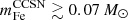 $ m^{\mathrm{CCSN}}_{\mathrm{Fe}} \gtrsim0.07\,{M}_{\odot} $