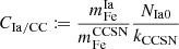 $ C_{\mathrm{Ia/CC}} \mathrel{\mathop:}\mkern-1.2mu= \frac{m^{\mathrm{Ia}}_{\mathrm{Fe}}}{m^{\mathrm{CCSN}}_{\mathrm{Fe}}} \frac{N_{\mathrm{Ia0}}}{k_{\mathrm{CCSN}}} $