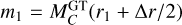 $\[m_1=M_C^{\mathrm{GT}}\left(r_1+\Delta r / 2\right)\]$