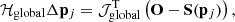 $$ \begin{aligned} \mathcal H_\mathrm {global}\mathcal \Delta \mathbf p_j = \mathcal{J} _\mathrm{global} ^\mathrm{T} \left( \mathbf O - \mathbf S (\mathbf p_j ) \right), \end{aligned} $$