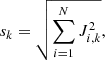 $$ \begin{aligned} s_k = \sqrt{\sum _{i=1}^N J_{i,k}^2}, \end{aligned} $$