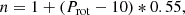 $$ \begin{aligned} n = 1+(P_{\rm rot}-10)*0.55, \end{aligned} $$