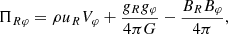 $$ \begin{aligned}&\Pi _{R\varphi } = \rho u_R V_\varphi + \frac{g_R g_\varphi }{4\pi G} - \frac{B_R B_\varphi }{4\pi }, \end{aligned} $$