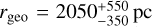 $\[r_{\text {geo }}=2050_{-350}^{+550} \mathrm~{pc}\]$