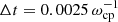 $ \Delta t=0.0025\,\omega_{\mathrm{cp}}^{-1} $