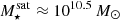 $ M_{\star}^{\mathrm{sat}}\approx 10^{10.5}\,M_\odot $