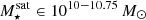 $ M_{\star}^{\mathrm{sat}}\in 10^{10{-}10.75}\,M_\odot $