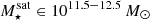 $ M_{\star}^{\mathrm{sat}} \in 10^{11.5-12.5}\,M_\odot $